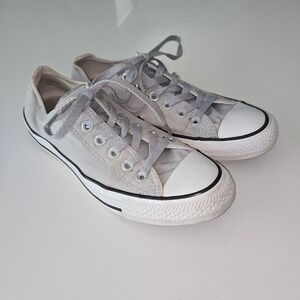 Converse All Star Low Top Grey Glitter Sneakers 532486F Womens 8